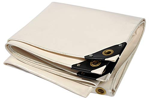 NEMAXX® Premium Abdeckplane Wasserdicht [300x200cm] – UV Beständige [650 g/m²] LKW Plane mit Ösen, PVC Gewebeplane für Holz, Garten, Dach & BAU – Winterfeste Schutzplane – Weiß – 6m²