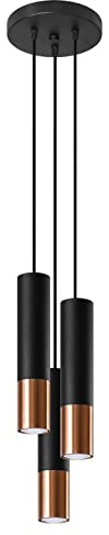 SOLLUX lighting Hängelampe Pendelleuchte Hängeleuchte - Deckenlampe Stahl - 3 Flammig - LED Lampe Glühbirne - Schwarz Kupfer Loopez