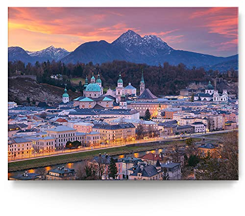 Wandbild Skyline Salzburg - 200cm x 150cm Leinwand auf 4cm Keilrahmen