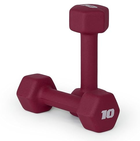 CAP Barbell Neoprene Dumbbell Weights, 10 lb Pair, Crimson
