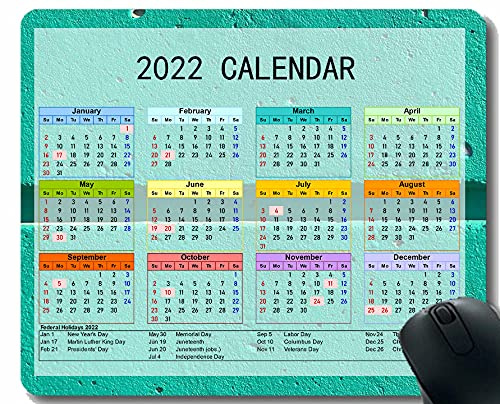 Spelmusmatta 2022 års kalender med semester, väggsten textur personlig musmatta