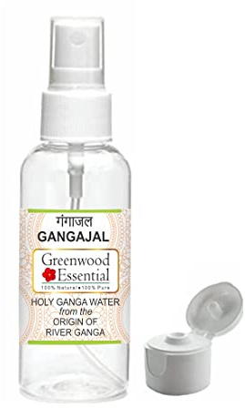 Gangajal Agua Sagrada de Ganga Desde el Comienzo del Río Ganga en Devprayag en Botella Para Mascotas con Spray y tapa Abatible - 200ml (6,76 oz).