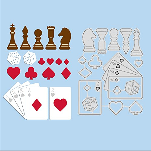 GLOBLELAND Stanzschablonen Poker Metall Schneiden Schablonen Spielkarten, Schach und Würfel Stanzformen für Kartenherstellung und DIY Scrapbooking Dekor