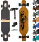 Mach1 Bambus Longboard mit Keramik Kugellager + T-Tool - Skateboard Drop Through Cruiser Komplettboard (Ghost)