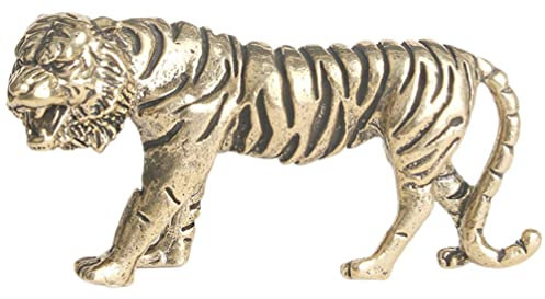 Veemoon Messing Tigerfigur Mit Retro-Design Dekorative Tischdekoration Für Wohnzimmer Und Büro Hochwertige Vintage-Tiger-Dekoration Aus Messing