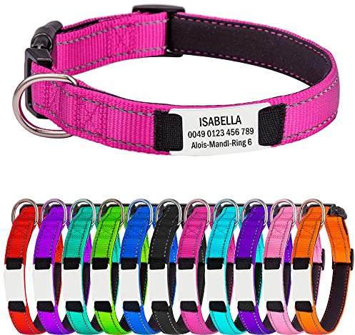 Hundehalsband für Große Hunde, Reflektierend Halsband aus Nylon mit Weichem Neopren Polsterung einstellbar Hundehalsbänder Personalisiertes Hundehalsbänder