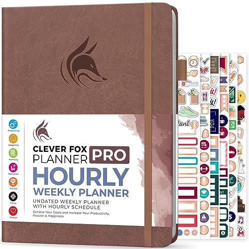 Clever Fox Planner PRO Schedule – Undated Weekly & Monthly Life Organizer with Time Slots & Daily Appointment Book, A4 (Dark Terracotta)