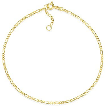 Fußkette Figaro Breite 2mm | aus echt 585 Gold | hochglanzpolierte Fußkette | Echtgold mit Federringverschluß