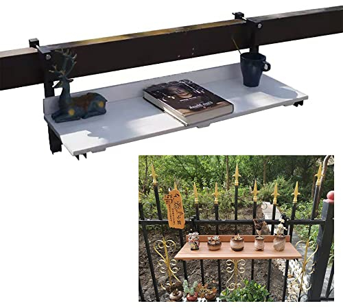 Klapptisch Balkongeländer,Hängetisch Balkon,klapptisch Balkongeländer,Balkonhängetisch Klappbar,Balkontisch Zum Einhängen,Balkontisch Wetterfest,Hängetisch Gartentisch Klapptisch ( Color : Wit , Size