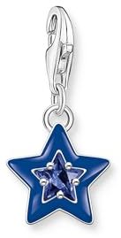 THOMAS SABO Charm-Anhänger Stern mit blauem Stein und dunkelblauer Kaltemaille Silber 925 Sterlingsilber, Kaltemail