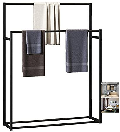 NEECS Support de Salle de Bain sur Pied/Support de Rangement pour Serviettes de ménage d'hôtelOr/Noir/Blanc, Porte-échelle de Serviette sur Pied en métal à 2 Niveaux, Rangement sur suppo
