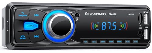 Chismos Autoradio Bluetooth Main Libre 5.0, FM Poste Radio Voiture Bluetooth, Autoradio 1 Din pour 9-12V Voiture Supporte 2 USB/AUX/SD/TF/MP3, Supporte iOS/Android