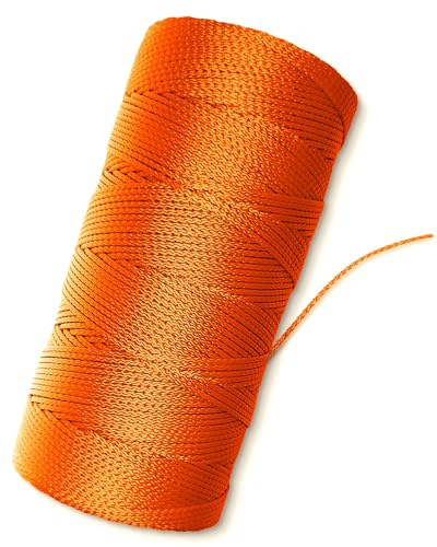 Orange Mason Line Schnur – #18 geflochtene Nylonschnur – 300 m Länge – Nylonschnur für Garten- oder Mauerwerkwerkzeuge – perfekte Konstruktionsschnur für eine Schnurebene, Schnur für Gartenarbeit