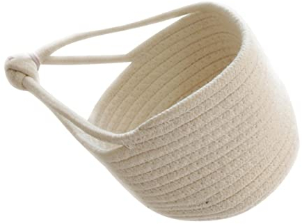 HAPINARY Gewebter Aufbewahrungskorb Baumwollseil Runder Kleinigkeiten Organizer Hängend Wohnaccessoires Weiß
