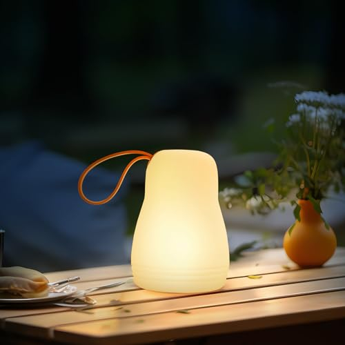 Ecvivk LED Campinglampe Tragbare Outdoor Tischlampe Wiederaufladbar Hängelampe Outdoor Warmweiße Dimmbare Kabellose Tischlampe Wasserdichte Outdoor Lamp für Schlafzimmer、Garten、Esstisch、Camping.