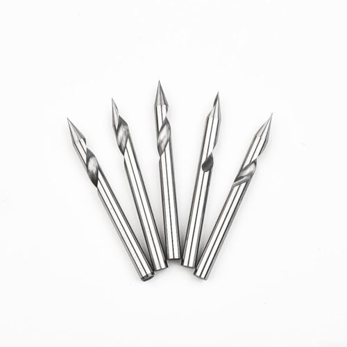 5 punte per fresa CNC a spirale in acciaio al tungsteno a scanalatura a V, strumento per incisione con scanalatura a V da 30 gradi, punte per router a spirale CNC con gambo da 1/8 di pollice