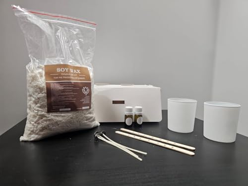 Original Soy Wax DIY Kerzenherstellungsset Natürliches 1 kg Sojawachs + 11 Elemente, Kerzendochte, Dochthalter, Duftöle, Kerzenglas, Kerzen Selber Machen Set, Verschiedene Düfte