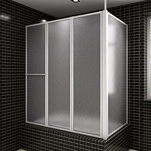 ShCuShan Duschkabine in L-Form 70 x 120 x 137 cm, 4 Paneele, faltbar, Badewannenwand, transparentes Glas für Badewanne, geeignet für Badewanne, Duschwand