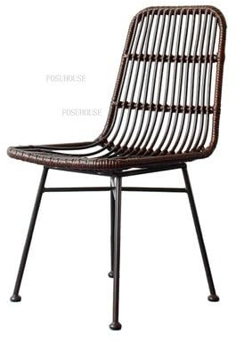 GLigeT Gartengarnitur Rattan-Außenstühle, nordisch, minimalistisch, modern, Schmiedeeisen, Freizeit, Gartenstuhl, Balkon, Strand, Außenmöbel Möbelset im Balkon (Color : 1 chair-02)