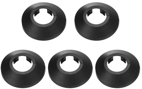 sourcing map 11PCS Pipe Cover Decor 0.8 In/20mm Flange Pipe Cover Decor PP Plastic Plumbing Cover Plates Escutcheon Water Drain Pipe Line Wall Flange Pipe Decorative Cover, Black
