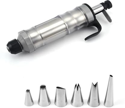Pastry Syringe Set Stainless Steel Cream Cookie Decorating Set Pastry Biscuit Cake Syringe Flower Type Nozzles Dessert Extruder Baking Tools