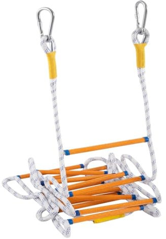Échelle en corde, échelle de sauvetage, échelle de pompier de 12 m, échelle de sécurité avec 2 mousquetons, échelle de sécurité ignifuge, échelle de sauvetage de balcon, échelle de secours