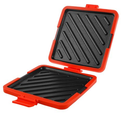 Microwave Toastie Sandwich Maker,Wireless Toastie Maker with Adjustable Silicone Straps,Nonstick Plate Breakfast Sandwich Maker,Camping Sandwich Toaster for Cooking Crispy Sandwiches (Red)