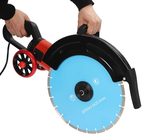 4000W Elektrische Betonsäge Steinsäge, 350mm Scheibendurchmesser, 135 mm Schnitttiefe, Steinschneidemaschine Satz, Nass-/Trocken Scheibensäge für Stein und Ziegel und Beton Wand