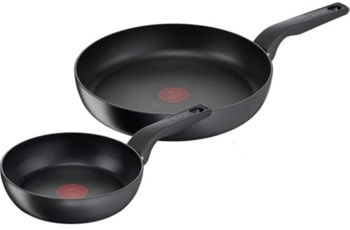Tefal Hard Titanium Pro Frying Pans Diameter 24/28 cm Extra Deep Induction Aluminium Black
