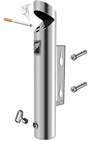 SSLW Wandaschenbecher für den Außenbereich, Metallaschenbecher, abschließbar mit Schlüsseln, kommerzieller Zigarettenbehälter für draußen, Kneipe, Garten, Büro, Raucherunterkunft