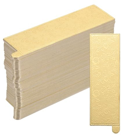sourcing map 200pcs Mini Cake Boards, Mousse Cake Cardboards Rectangle Cake Bases Plates Cupcake Dessert Displays for Cupcakes, Cakes, Pastries, Dessert Base - Grease Proof (Floral Gold)