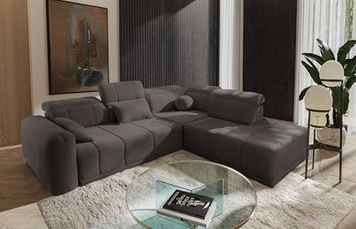 All4All Ecksofa mit Schlaffunktion Rico VII 287 cm x 228 cm - Schlafsofa mit Bettkasten - Eckcouch - Wohnlandschaft L-Fom - Taupe - Chenille Gewebe - Seite Rechts - Modern 26