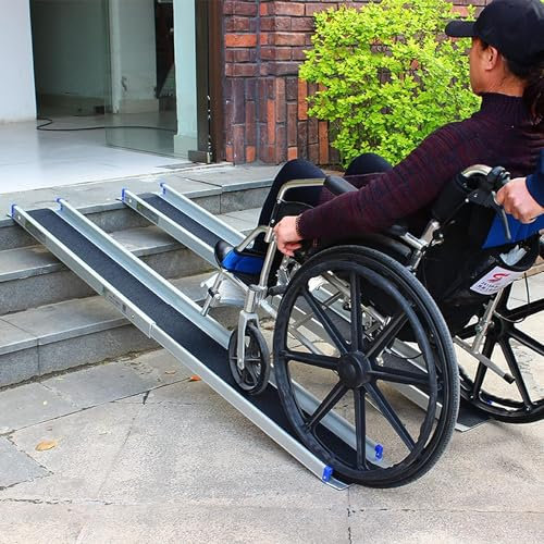 CZYGPHY Teleskop-Rollstuhlrampe, verstellbare Aluminiumschienenrampe mit Rutschfester Oberfläche, kompakte Größe, Tragkraft 300 kg (Paar), 152 cm