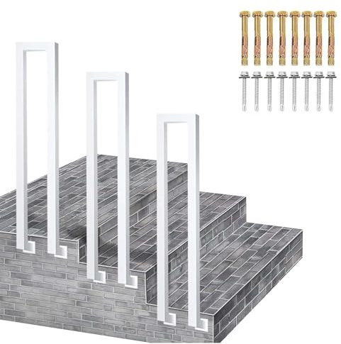 MEILISHAOMEI U-förmige Handläufe für Außentreppen 35–100 cm, rutschfestes Treppengeländer-Set aus Schmiedeeisen, Übergangshandlauf für Terrassenbeläge, Gartenterrassen, Balkone (1,6 Fuß/50 cm)
