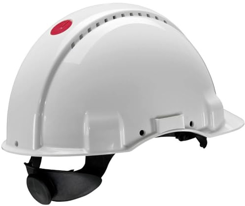 3M Schutzhelm, Uvicator, Ratschenverschluss, Nicht belüftet, Weiß | dielektrisch 1000 V, Lederschweißband, G3001MUV-VI