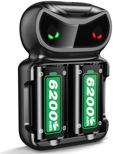 Batteria 6200mWh per Xbox One/Xbox Series X|S, 2 x 6200mWh 2.5H Stazione di Ricarica Rapida per Xbox Series X|S/Xbox One/S/X/Elite Controller