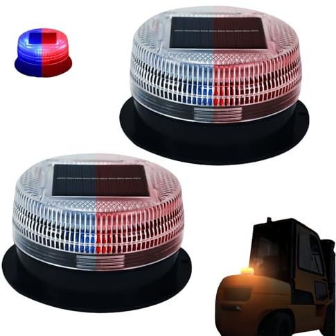 Gyrophare D'avertissement LED Ambre Gyrophare Énergie Solaire Sans Fil Rechargeable Lampe Stroboscopique LED Pour Machines Agricoles Véhicule Feux D'avertissement Lumière Stroboscopique D'urgence