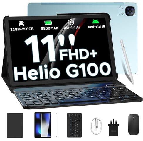 DOOGEE Tab E3 Tablet, Helio G100 Octa-Core Android Tablets with Sim Card Slot, 32GB+256GB/2TB, Gemini AI Gaming Tablet 11 Inch, Android 15, 8800mAh Battery, Tablets with Keyboard, Pen, Mouse&Case