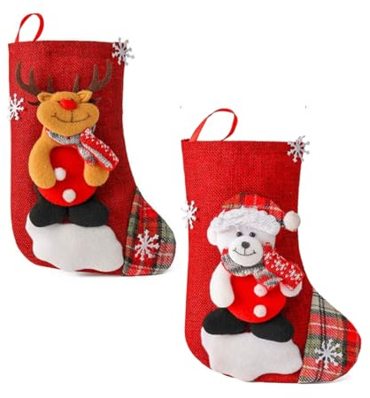2 calcetines de Papá Noel, decoración navideña, botas de Papá Noel para rellenar, calcetines de Navidad, calcetines de Papá Noel, para rellenar y colgar para árbol de Navidad, decoración de Navidad