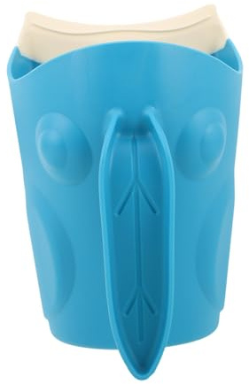 ORFOFE Bath Rinse Cup with Easy Grip Handle for Curved Shampoo Rinser for Boy Girl Gentle Scalp Prevents Water in Eyes Cute Cartoon Blue Shower Cup for Hair Washing