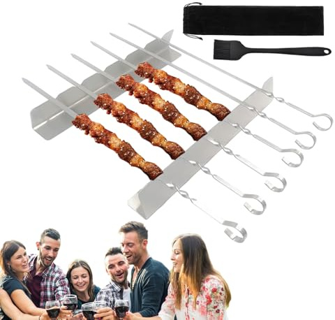 qixeuoa Support pour brochettes - En acier inoxydable - Accessoire de barbecue pour saucisses, viande, extérieur