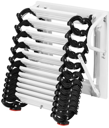 Generic Pull Down Attic Ladder Wall-Mounted Invisible Folding Ladder Anti-Slip Step Attic Telescopic Staircase Space-Saving for Home Indoor