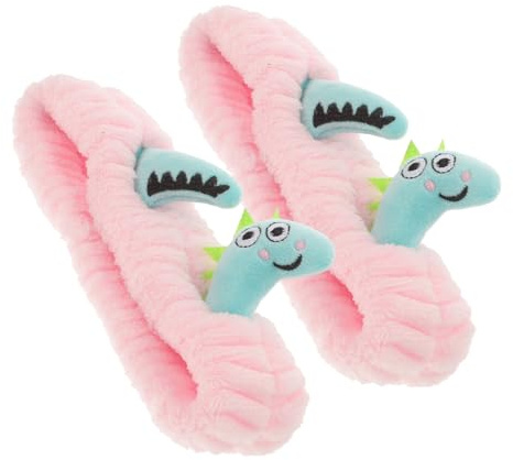 HAPINARY 2 Pièces Bandeaux Élastiques Visage Cartoon Dinosaure Doux pour Fille Bandeaux Maquillage et Lavage Du Visage Accessoires Bain et Multifonctions