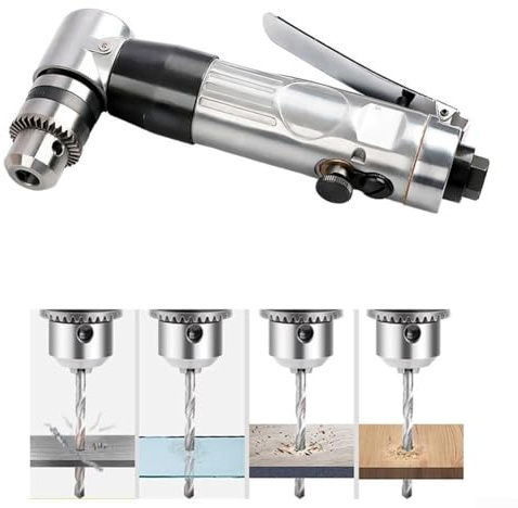 Perceuse à angle d'air à 90 degrés – Perceuse pneumatique réversible à angle droit avec design compact coudé pour les espaces restreints, construction en alliage de zinc, durci