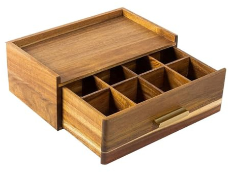 Uxsjakjsd For Tea Bag Organizer Drawer 12 Compartments, Wood for Tea Holder Storage Box, for Tea