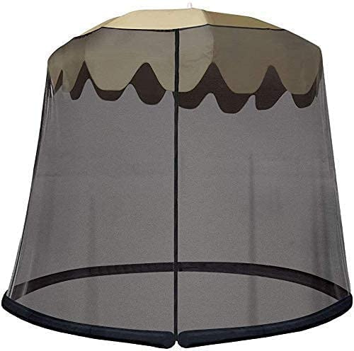 Ombrellone da esterno con zanzariera da 335 cm, gazebo a baldacchino con cerniera, rete in poliestere resistente, ombrellone da giardino nero per protezione esterna
