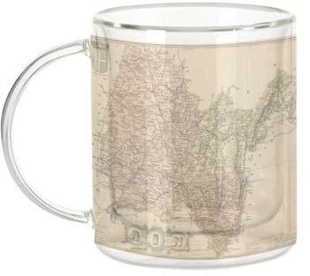 Fabulous Mug Verre Double Paroi - 01 AIN Bourg en Bresse Département Carte Ancienne France Région - Tasse a Cafe et The Isotherme 330ml Effet Suspendu Anti-Brulure Imprime en France