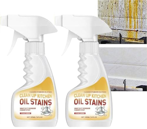 Kitchen Oil Stain Removal Agent, Multipurpose Stain Removal Agent, Gas Stove Top Cleaner, Grill Deep Cleaning Spray, Multi Surface Cooktop Countertop Cleaner, Stove And Range Hood Cleaner (2pcs)