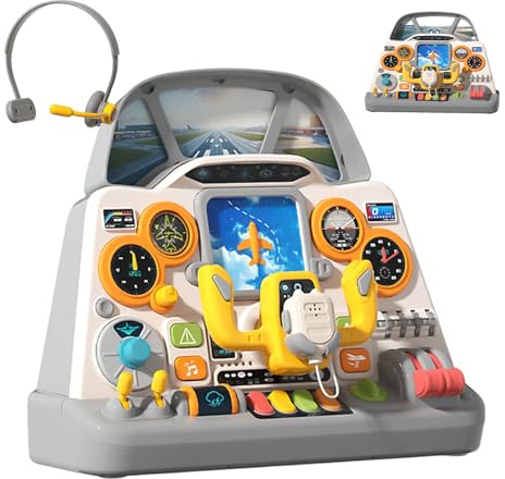 Flygplanscockpit Simulator Leksak - Interaktivt Cockpit Spel,Leksaksflygplan Med Och Ljud Verklighetstrogen Interaktiv För Barn,för Pojkar och Flickor, Barnkammare, Inomhuslek, och Lekrum