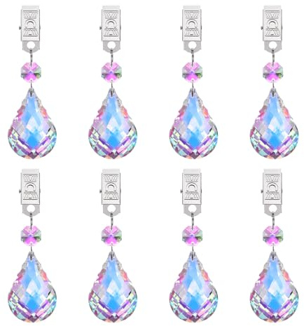 QUARKZMAN 8Pcs Pesi per Tovaglia, Pesi per Tovaglia in Cristallo con Clip in Metallo, Peso per Tende A Forma di Zucca Trasparente per Tavolo da Picnic All'Aperto Giardino(Colore AB)
